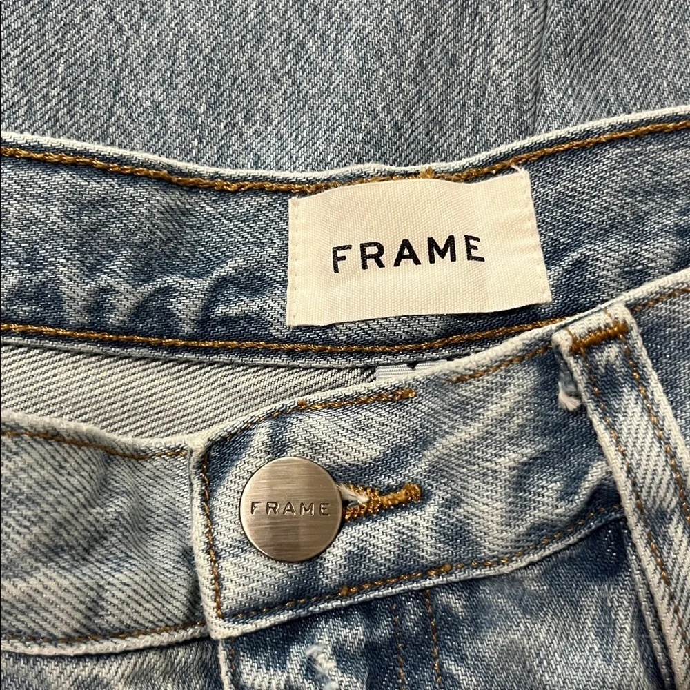 Frame Barrel High Rise Nappa Rips Distressed Cropped Jeans - Picture 12 of 15